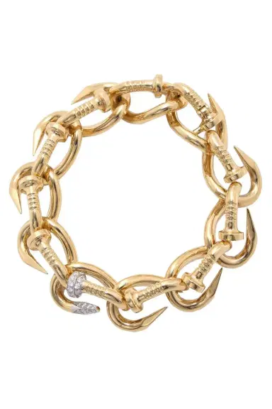 DAVID WEBB Diamond Tip Polished Bent Nail Link Bracelet | Thumbnail 1