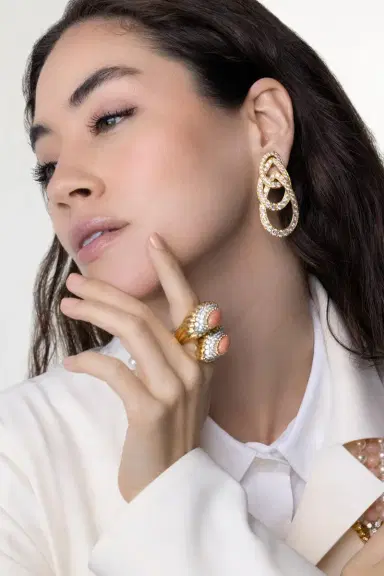 DAVID WEBB Diamond Triple Deck Earrings | Thumbnail 5
