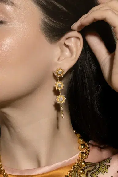 BUDDHA MAMA Diamond Triple Sun Drop Earrings | Thumbnail 2