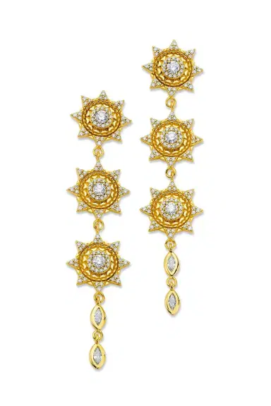 BUDDHA MAMA Diamond Triple Sun Drop Earrings | Thumbnail 1