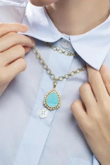 LEIGH MAXWELL Diamond Turquoise Mermaid Pear Pendant | Thumbnail 2 LEIGH MAXWELL Diamond Turquoise Mermaid Pear Pendant | Thumbnail 2