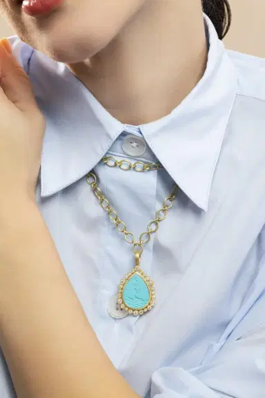 LEIGH MAXWELL Diamond Turquoise Mermaid Pear Pendant | Thumbnail 4 LEIGH MAXWELL Diamond Turquoise Mermaid Pear Pendant | Thumbnail 4
