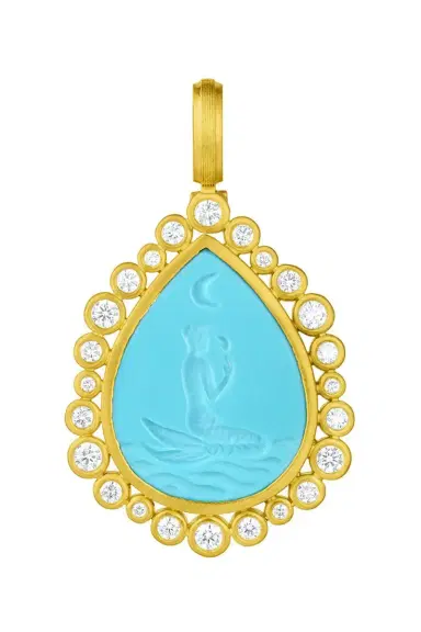 LEIGH MAXWELL Diamond Turquoise Mermaid Pear Pendant | Thumbnail 1 LEIGH MAXWELL Diamond Turquoise Mermaid Pear Pendant | Thumbnail 1