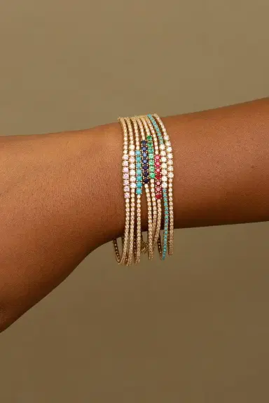 Jennifer Meyer Diamond Turquoise Small 4 Prong Accent Tennis Bracelet | Thumbnail 2