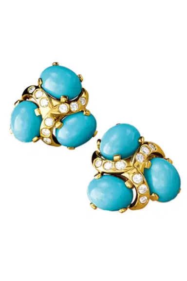 VERDURA Diamond Turquoise Three Stone Earrings | Thumbnail 1