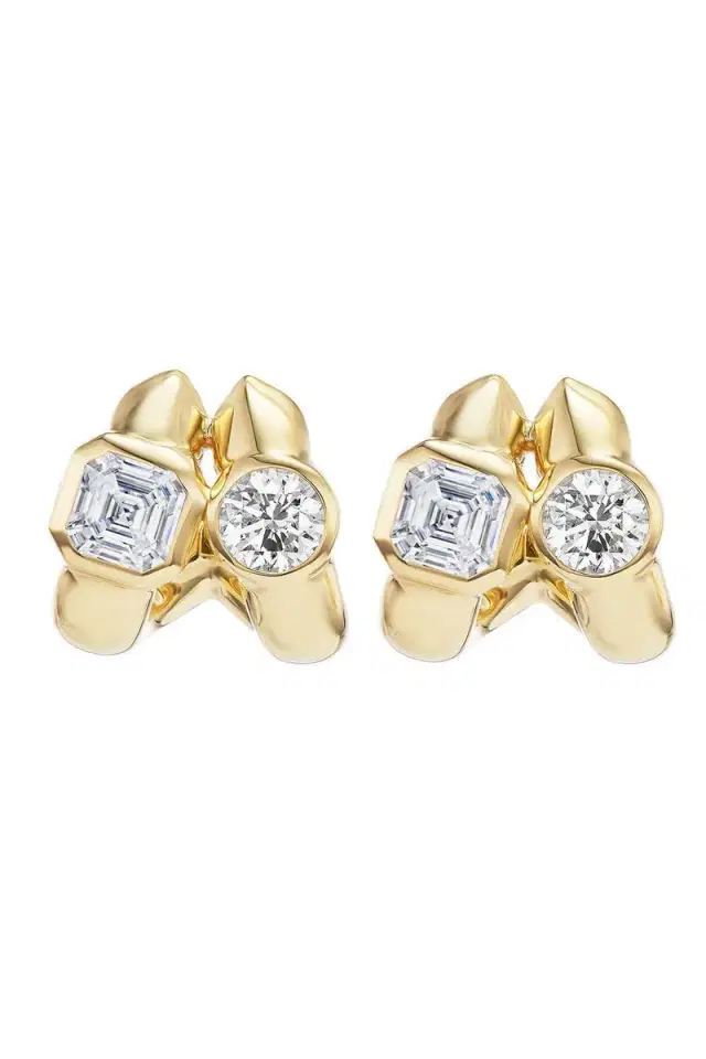 Uniform Object Diamond Twin Tusk Earrings