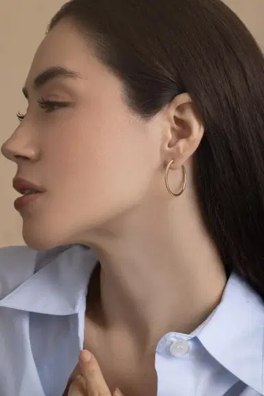Engelbert 1920 Diamond Twisted Creoles Earrings - 35Mm | Thumbnail 3