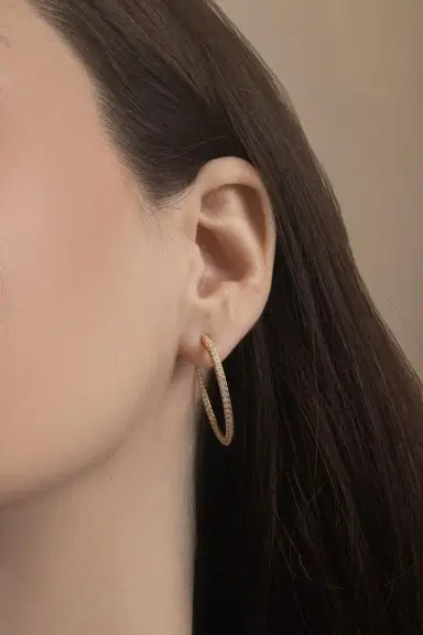 Engelbert 1920 Diamond Twisted Creoles Earrings - 35Mm | Thumbnail 4