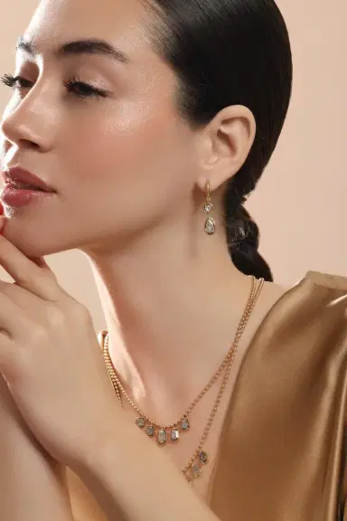 SUTRA Diamond Two Drop Earrings | Thumbnail 3