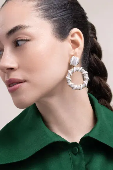 DAVID WEBB Diamond White Candy Stripe Earrings | Thumbnail 3 DAVID WEBB Diamond White Candy Stripe Earrings | Thumbnail 3