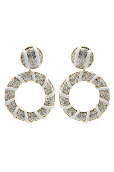 DAVID WEBB Diamond White Candy Stripe Earrings | Thumbnail 1 DAVID WEBB Diamond White Candy Stripe Earrings | Thumbnail 1
