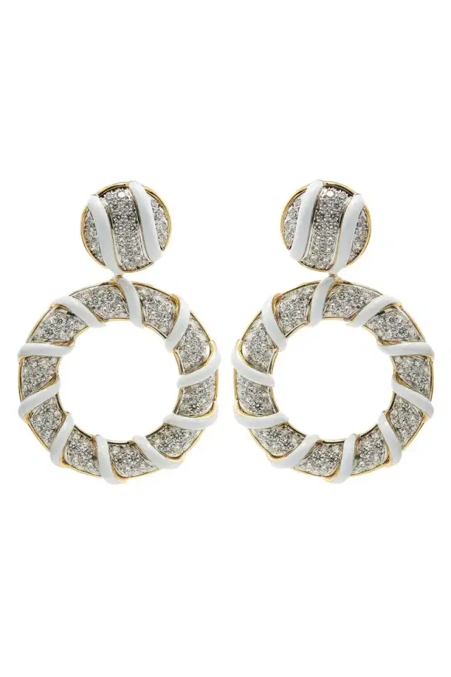 DAVID WEBB Diamond White Candy Stripe Earrings