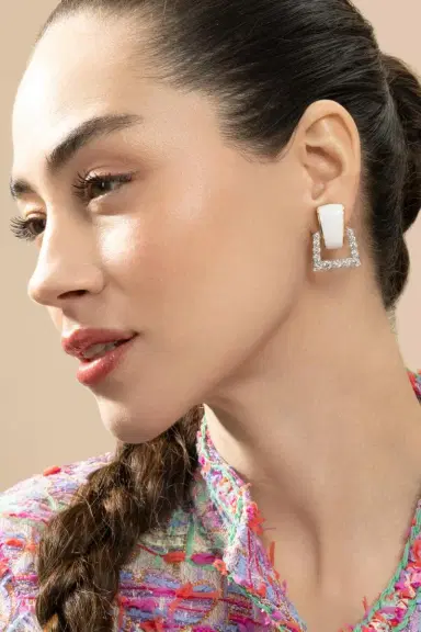 DAVID WEBB Diamond White Single Strap Earrings | Thumbnail 2