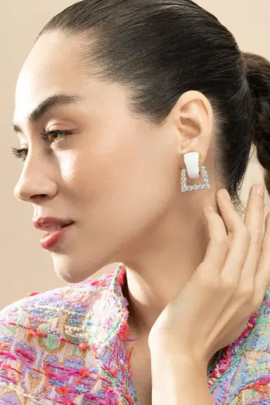 DAVID WEBB Diamond White Single Strap Earrings | Thumbnail 4