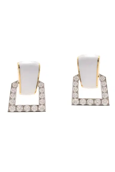 DAVID WEBB Diamond White Single Strap Earrings | Thumbnail 1