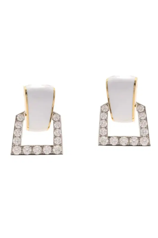 DAVID WEBB Diamond White Single Strap Earrings