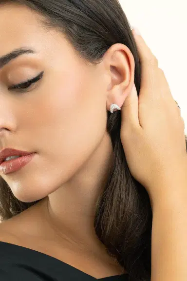 ZAHN-Z Diamond Zaha Huggie Earrings | Thumbnail 3