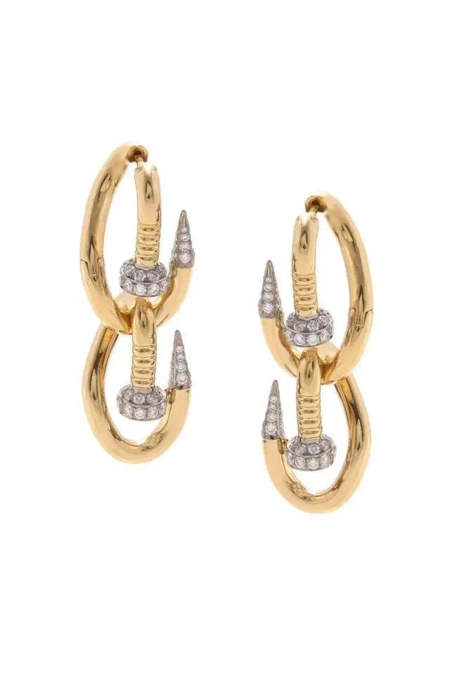 DAVID WEBB Double Bent Nail Diamond Earrings