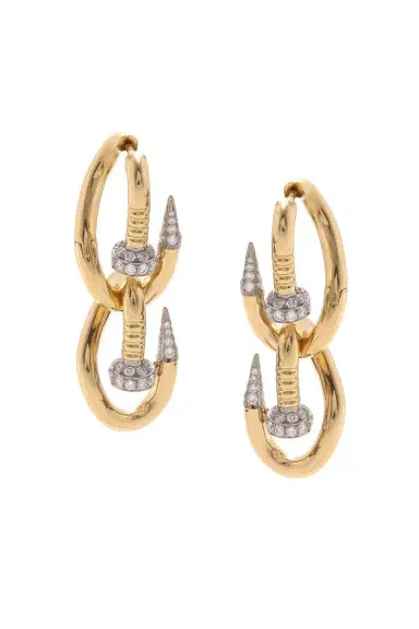 DAVID WEBB Double Bent Nail Diamond Earrings | Thumbnail 1