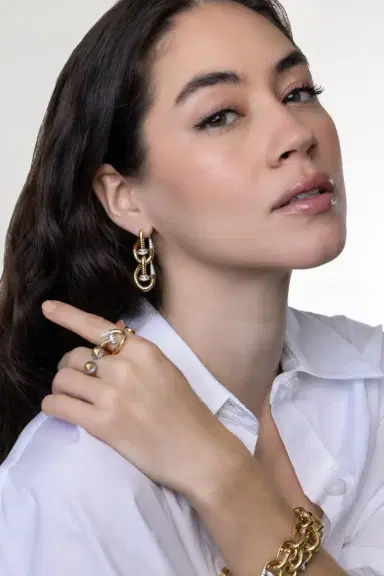 DAVID WEBB Double Bent Nail Diamond Earrings | Thumbnail 3