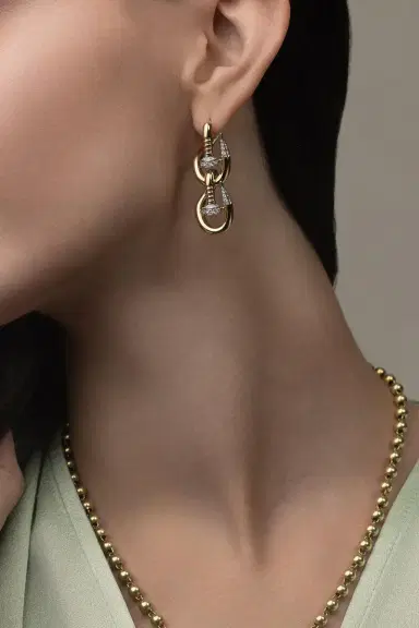 DAVID WEBB Double Bent Nail Diamond Earrings | Thumbnail 5