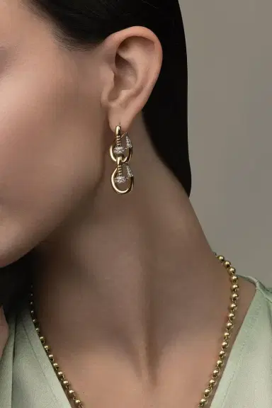 DAVID WEBB Double Bent Nail Diamond Earrings | Thumbnail 6