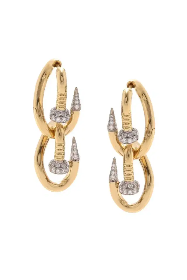 DAVID WEBB Double Bent Nail Diamond Earrings
