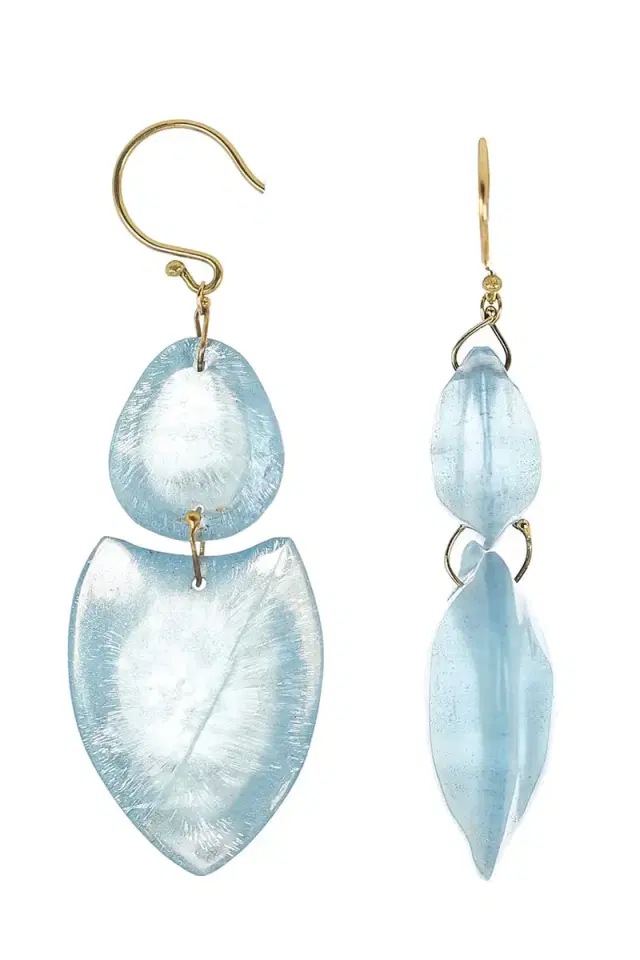 TEN THOUSAND THINGS Double Heart Aquamarine Earrings