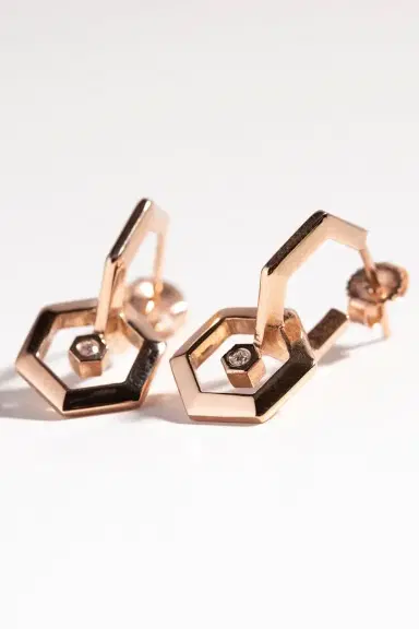 STEPHANIE ANDERS XO Double Hexagon Diamond Hoop | Thumbnail 5