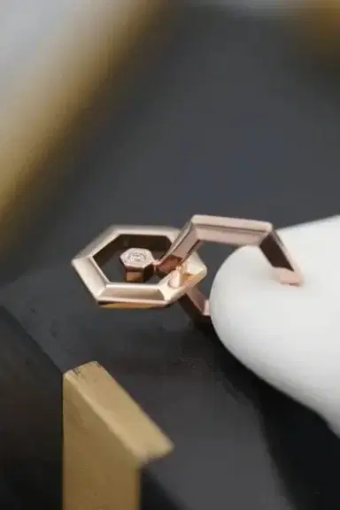 STEPHANIE ANDERS XO Double Hexagon Diamond Hoop | Thumbnail 6
