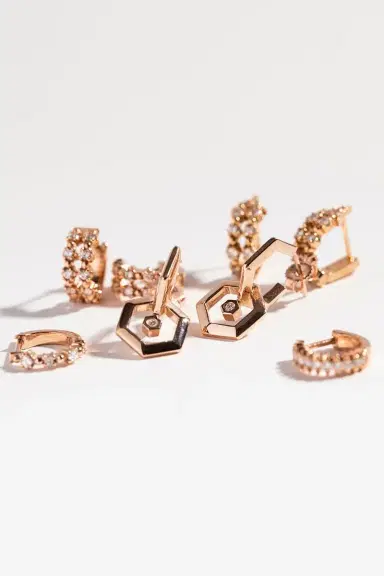 STEPHANIE ANDERS XO Double Hexagon Diamond Hoop | Thumbnail 7