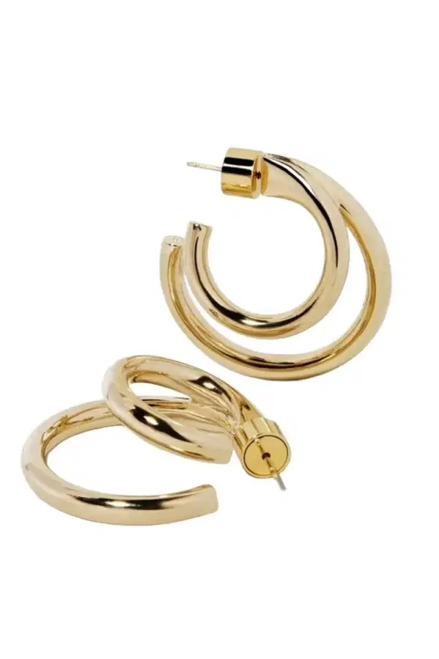 Jennifer Fisher Double Lilly Mini Hoop Earrings - Yellow Gold - 1in