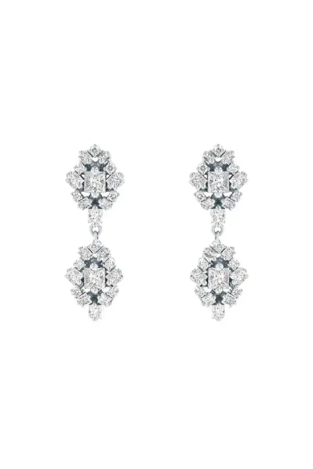 Suzanne Kalan Double Star Diamond Drop Earrings