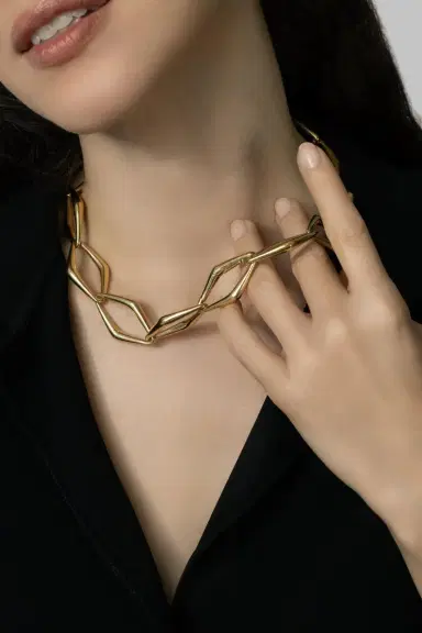 PARULINA Dressed to Kill Alternating Gold Link Necklace | Thumbnail 2