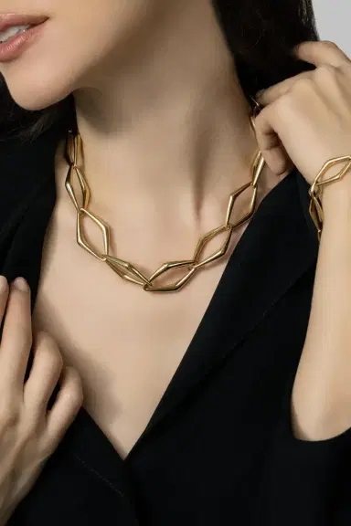 PARULINA Dressed to Kill Alternating Gold Link Necklace | Thumbnail 3