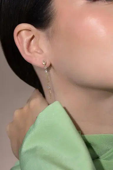 LOGAN HOLLOWELL Eau De Rose Cut Diamond Iris Chain Earring | Thumbnail 2
