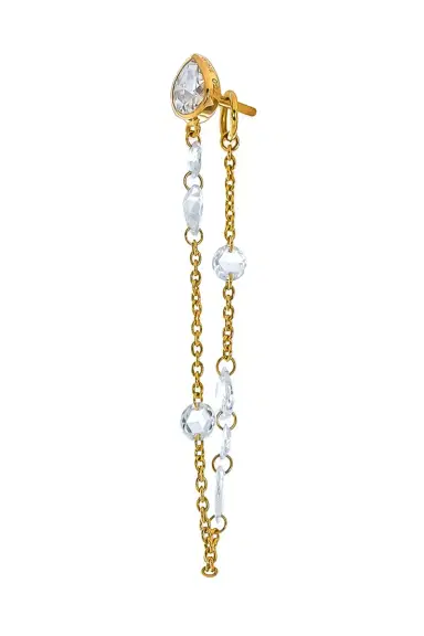 LOGAN HOLLOWELL Eau De Rose Cut Diamond Iris Chain Earring | Thumbnail 1