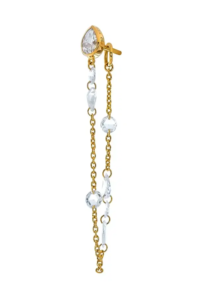 LOGAN HOLLOWELL Eau De Rose Cut Diamond Iris Chain Earring
