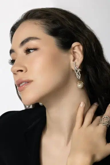 PARULINA Eleven Pearl Diamond Briar Earrings | Thumbnail 2