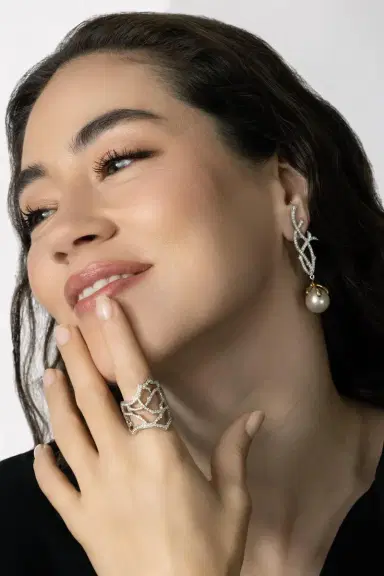 PARULINA Eleven Pearl Diamond Briar Earrings | Thumbnail 4