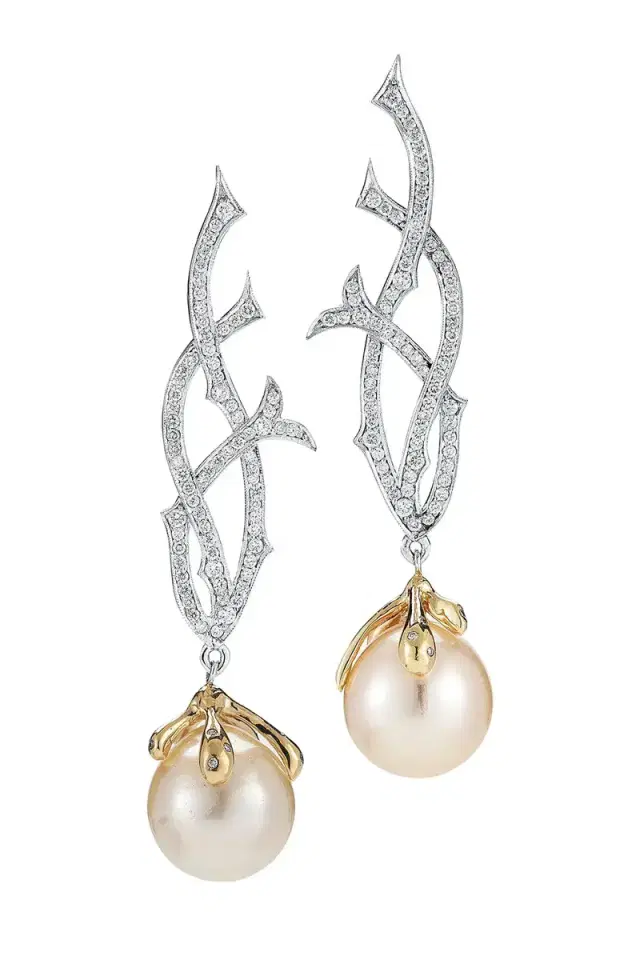 PARULINA Eleven Pearl Diamond Briar Earrings