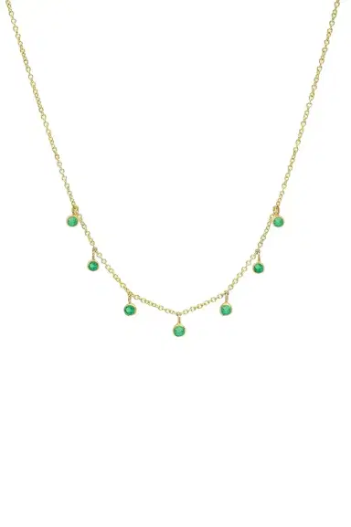 Jennifer Meyer Emerald 7 Mini Bezel Dangle Necklace | Thumbnail 1 Jennifer Meyer Emerald 7 Mini Bezel Dangle Necklace | Thumbnail 1