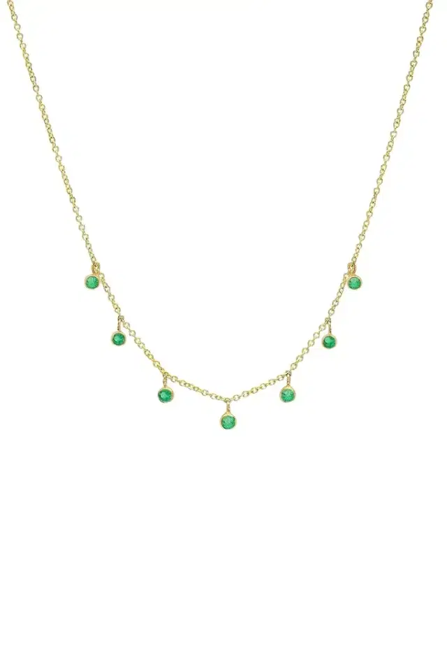 Jennifer Meyer Emerald 7 Mini Bezel Dangle Necklace