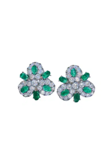 FANTASIA by DESERIO Emerald Cabochon Cluster Earrings | Thumbnail 1