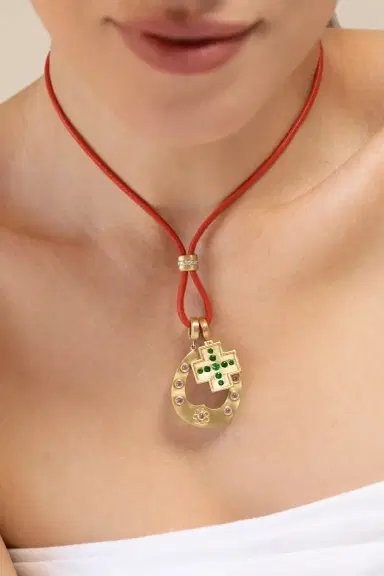 LEIGH MAXWELL Emerald Cross Pendant | Thumbnail 2