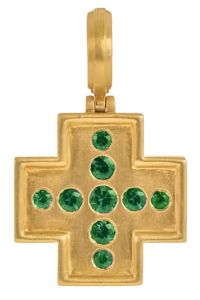 LEIGH MAXWELL Emerald Cross Pendant