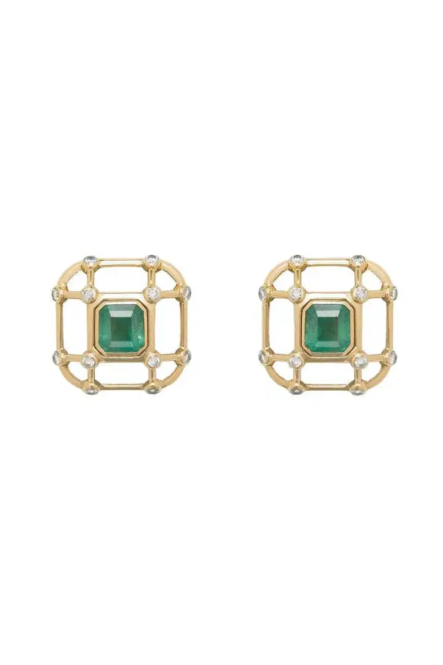 DENISE CASSOU Emerald Crystal Earrings