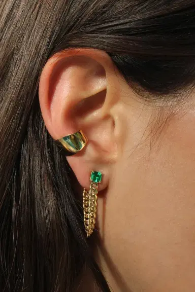 Anita Ko Emerald Cuban Link Loop Earring | Thumbnail 2