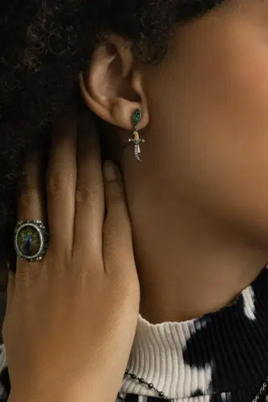 SEVAN BICAKCI Emerald Dagger Drop Earrings | Thumbnail 3 SEVAN BICAKCI Emerald Dagger Drop Earrings | Thumbnail 3
