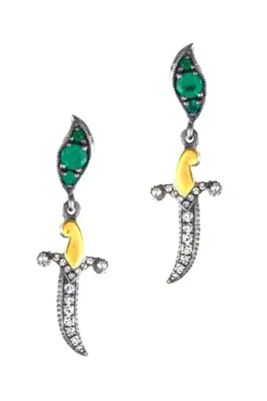 SEVAN BICAKCI Emerald Dagger Drop Earrings | Thumbnail 1 SEVAN BICAKCI Emerald Dagger Drop Earrings | Thumbnail 1